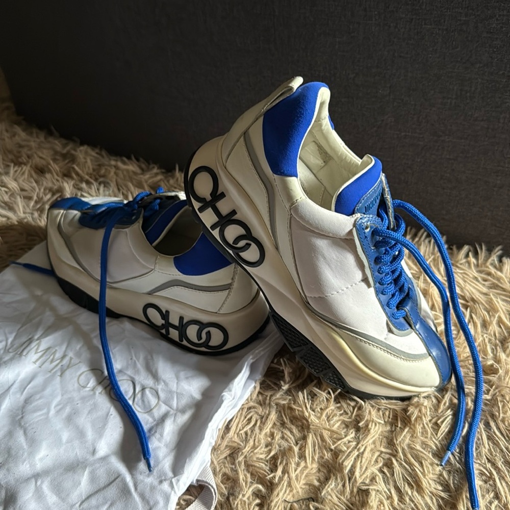 Jimmy Choo White and Blue Sneakers